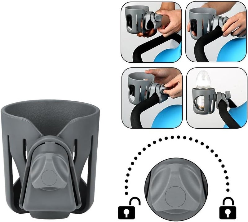 Digital Nc Knee Walker Cup Holder. A Solid Super Secure Fit. 360 Degrees Rotatable. Anti-Shake Spill Resistant. (Gray) - Image 3